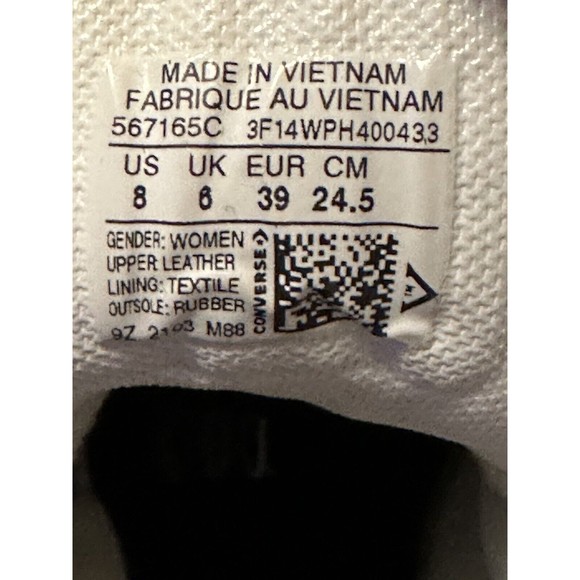 Converse Chuck Taylor All Star Women’s Size 8 White Lugged Leather High Shoes - Picture 9 of 9